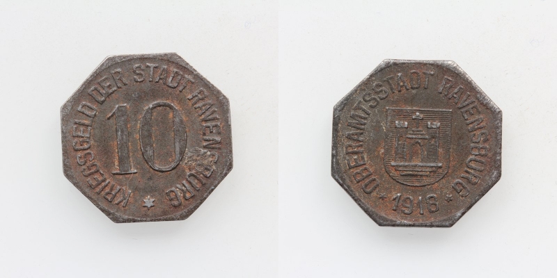 Kriegsgeld der Stadt Ravensburg 10 Pfennig 1918