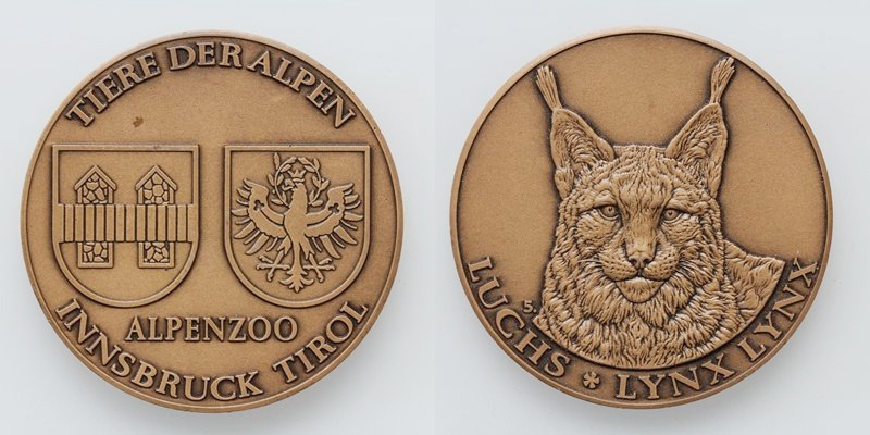 Tirol Alpenzoo Innsbruck Medaille o.J. Luchs (ca. 1980)