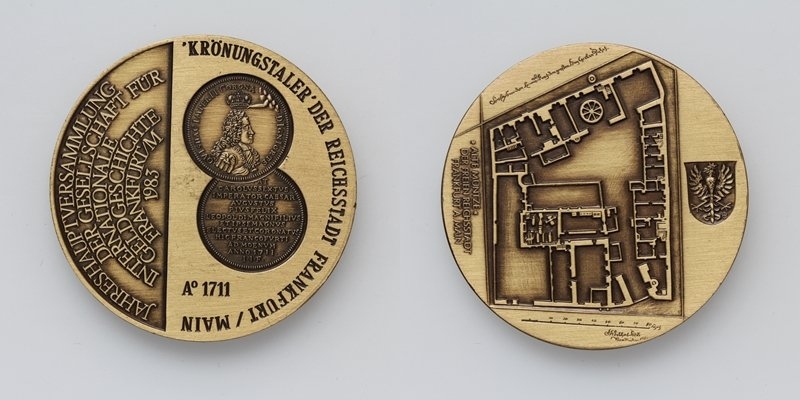 Frankfurt AE-Medaille mit Plan der Alten Münzstätte 1983