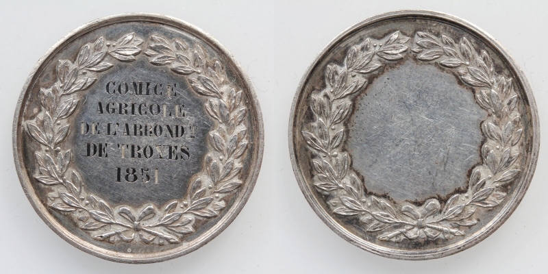 Frankreich AG-Medaille 1851 agricole de l'arrond de Troyes