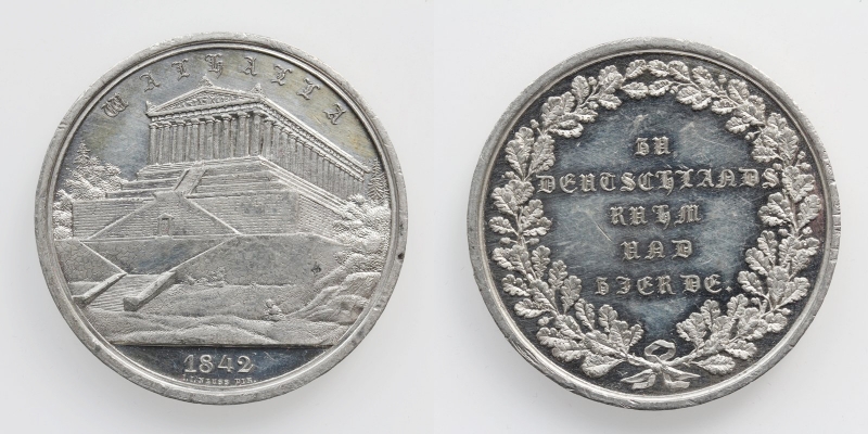 Bayern Ludwig I. Zinnmedaille 1842 Walhalla Regensburg