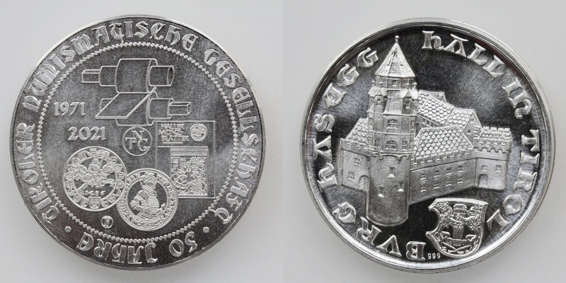 Tiroler Numismatische Gesellschaft AG-Medaille 1971-2021 50 Jahre