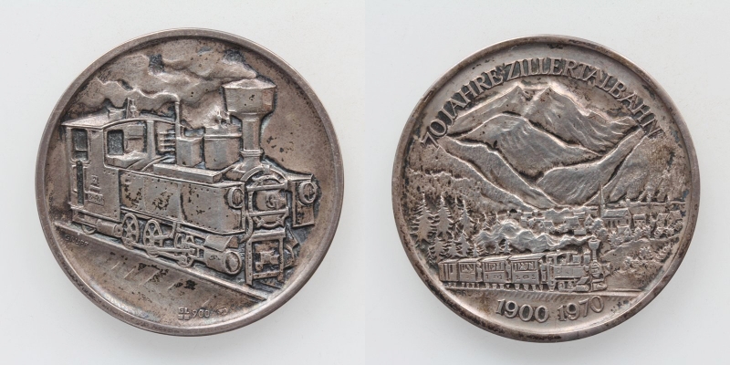 Tirol Silbermedaille 1900-1970 70 Jahre Zillertalbahn