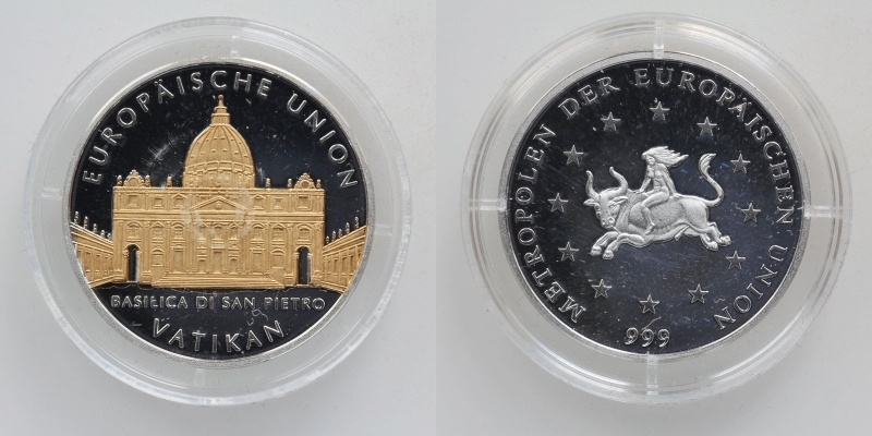 Vatikan AG-Medaille o.J. Basilica di San Pietro vergoldet