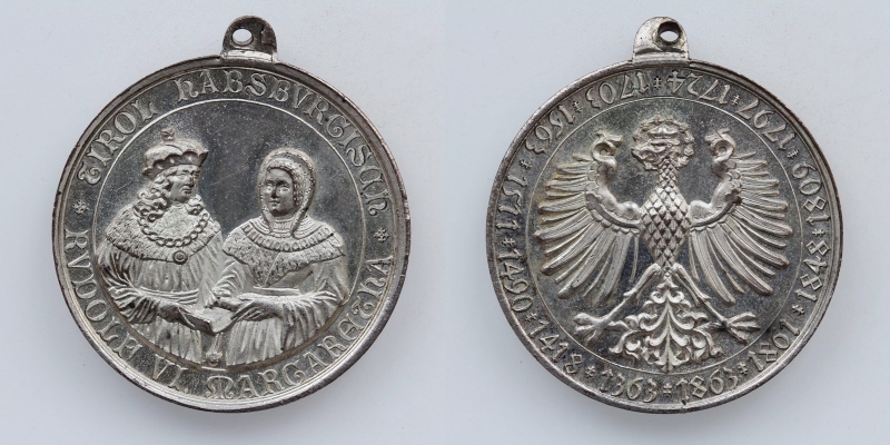 Tirol versilberte AE-Medaille 1863 500 Jahrfeier Tirol bei Habsburg