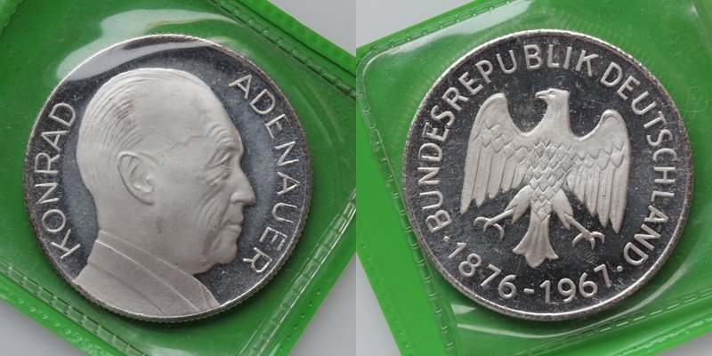 Versilberte-Medaille Konrad Adenauer 1876-1967 PP