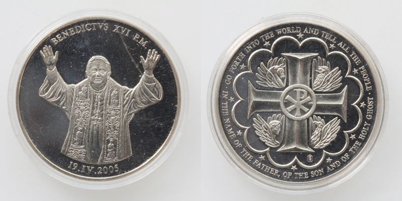 Vatikan Medaille Benedikt XVI. 19.04.2005 Neusilber