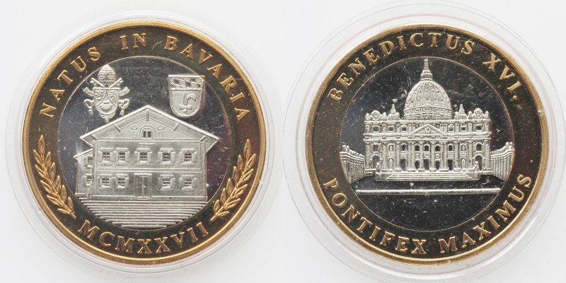 Vatikan Benedikt XVI. Bimetall Medaille 1927 Bayern