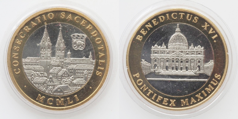 Vatikan Benedikt XVI. Bimetall Medaille 1951