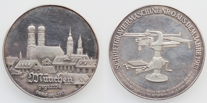 München Silbermedaille o.J. Schriftgraviermaschine Nr. 0