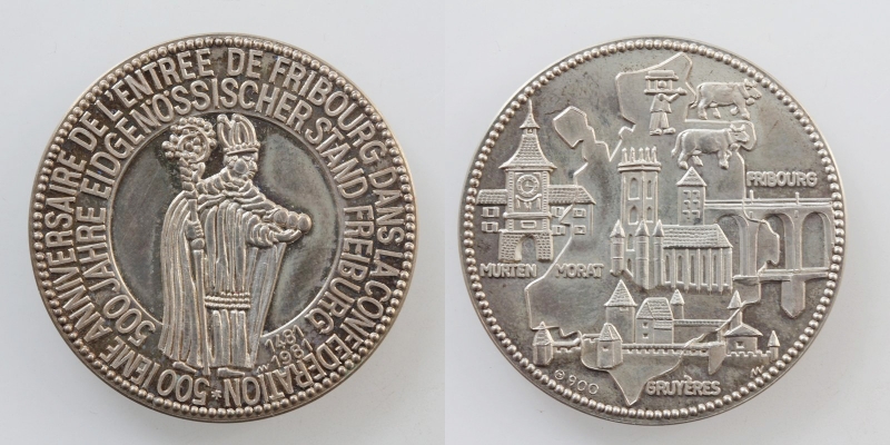 Schweiz-Freiburg AG-Medaielle 1981 500 Jahre Eidgenössischer Stand
