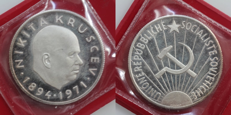 Versilberte-Medaille Nikita Kruscev 1894-1971 PP