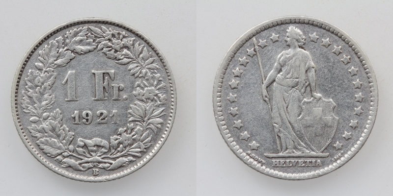 Schweiz 1 Franken 1921 B