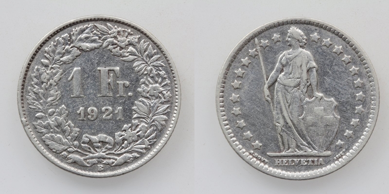 Schweiz 1 Franken 1921 B