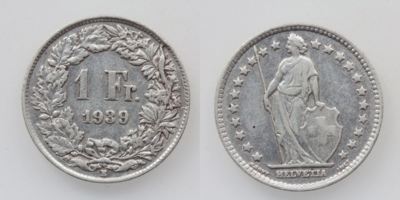 Schweiz 1 Franken 1939 B