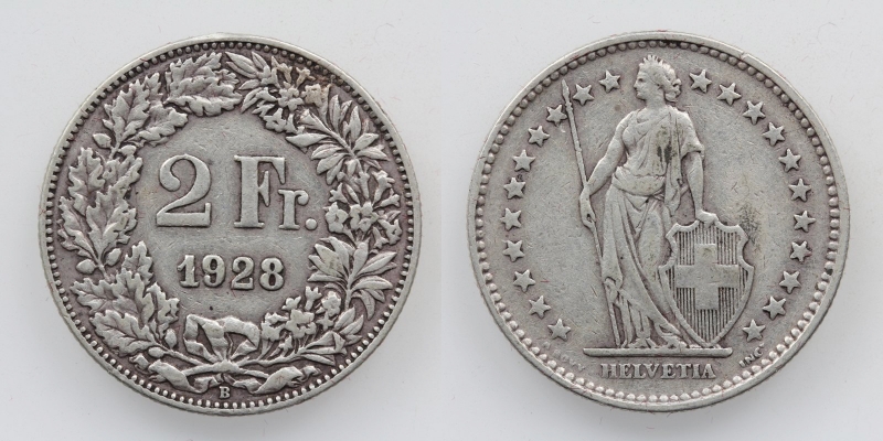 Schweiz 2 Franken 1928 B