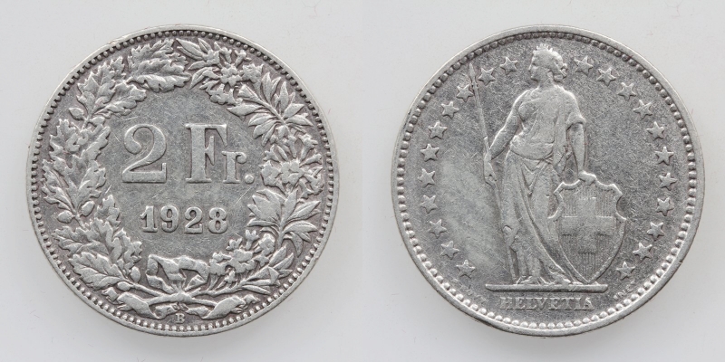 Schweiz 2 Franken 1928 B