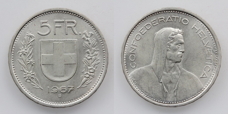 Schweiz 5 Franken 1967 B