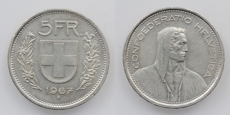 Schweiz 5 Franken 1967 B