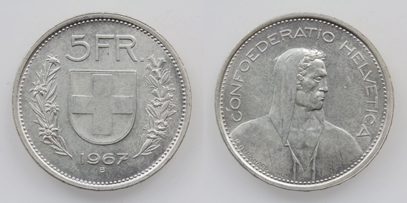 Schweiz 5 Franken 1967 B