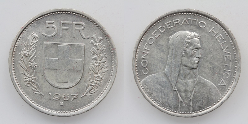 Schweiz 5 Franken 1967 B