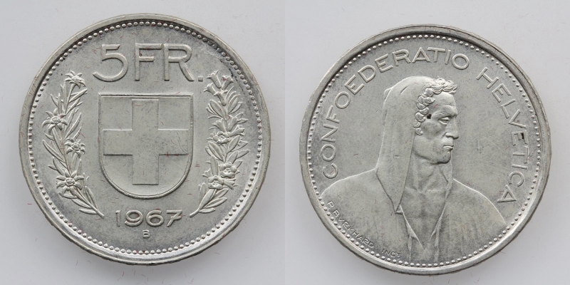 Schweiz 5 Franken 1967 B