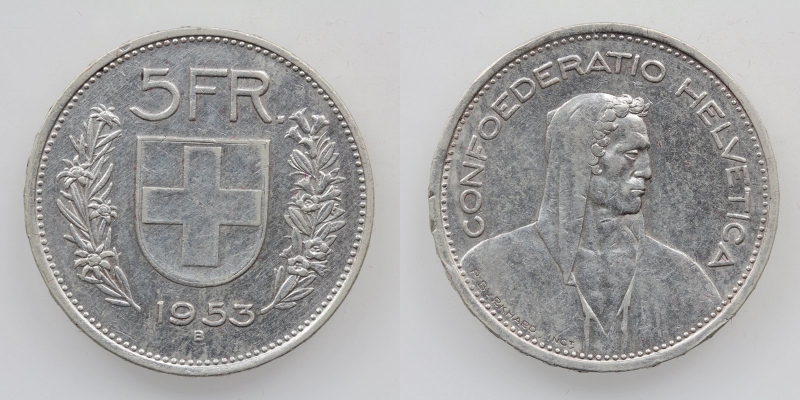 Schweiz 5 Franken 1953 B