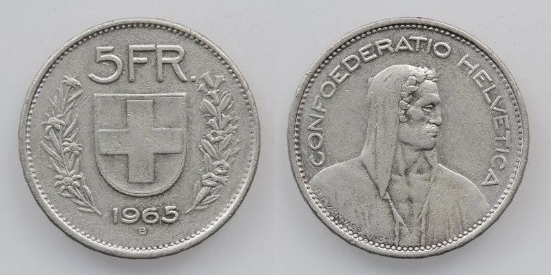 Schweiz 5 Franken 1965 B