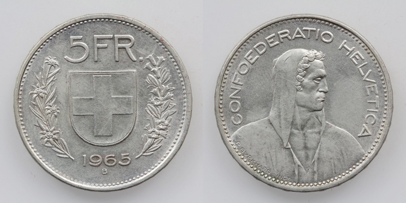 Schweiz 5 Franken 1965 B