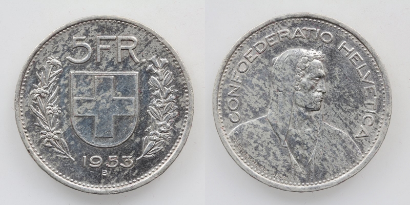 Schweiz 5 Franken 1953 B