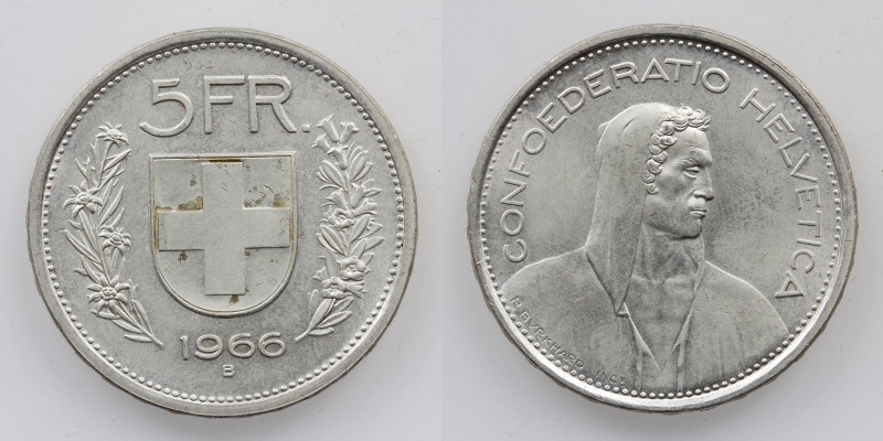 Schweiz 5 Franken 1966 B