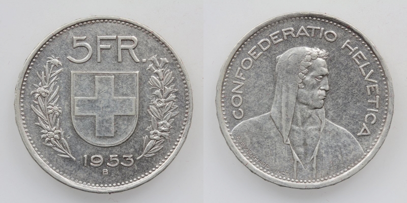 Schweiz 5 Franken 1953 B