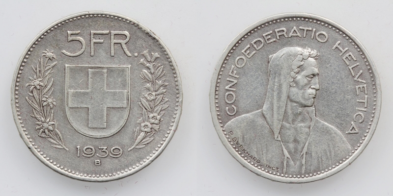 Schweiz 5 Franken 1939 B