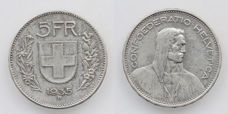 Schweiz 5 Franken 1935 B