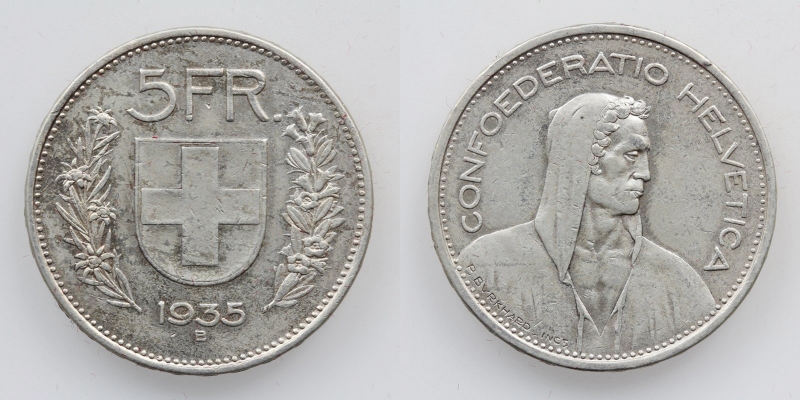 Schweiz 5 Franken 1935 B