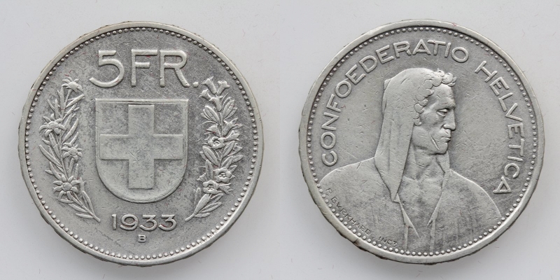 Schweiz 5 Franken 1933 B