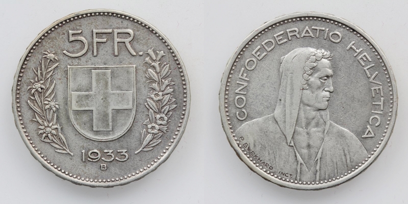 Schweiz 5 Franken 1933 B