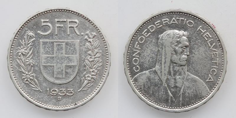 Schweiz 5 Franken 1933 B