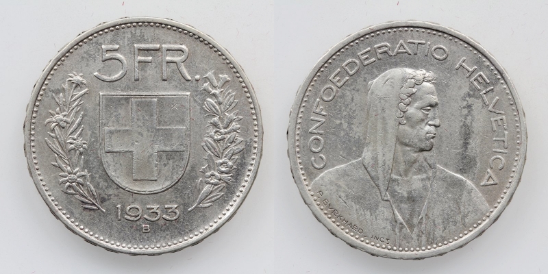 Schweiz 5 Franken 1933 B