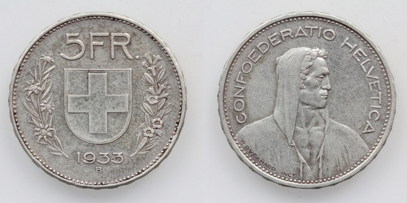 Schweiz 5 Franken 1933 B