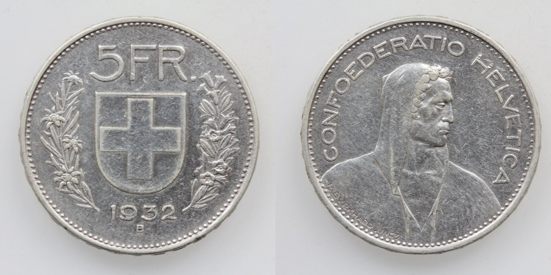 Schweiz 5 Franken 1932 B