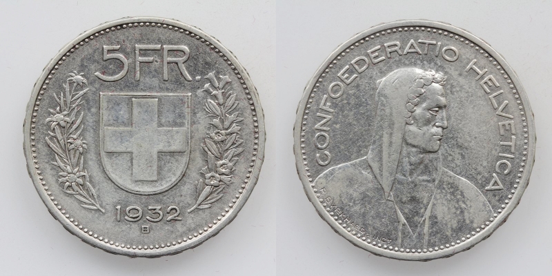 Schweiz 5 Franken 1932 B