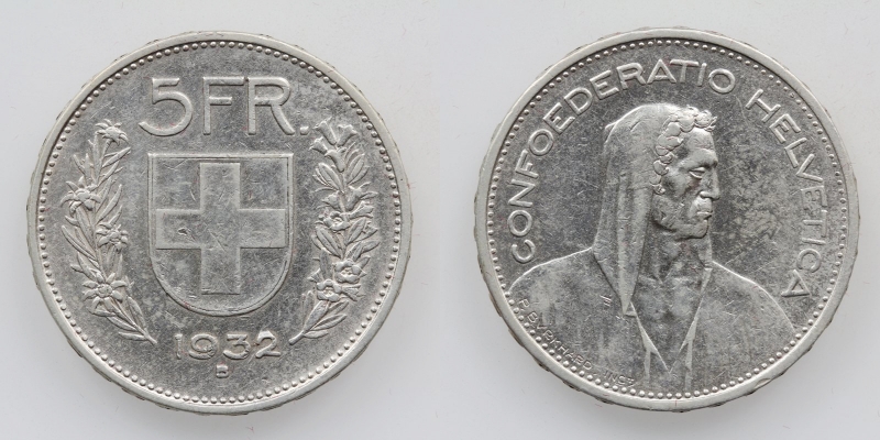 Schweiz 5 Franken 1932 B