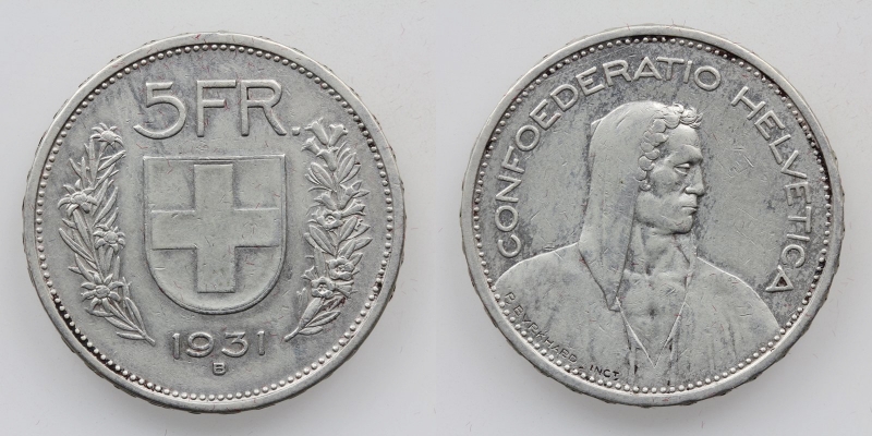 Schweiz 5 Franken 1931 B