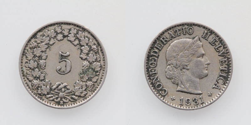 Schweiz 5 Rappen 1931 B