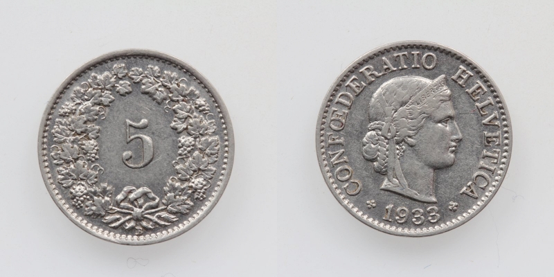 Schweiz 5 Rappen 1933 B