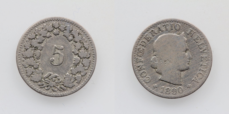 Schweiz 5 Rappen 1890 B