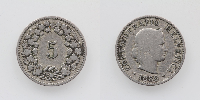 Schweiz 5 Rappen 1888 B