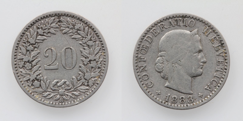 Schweiz 20 Rappen 1883 B