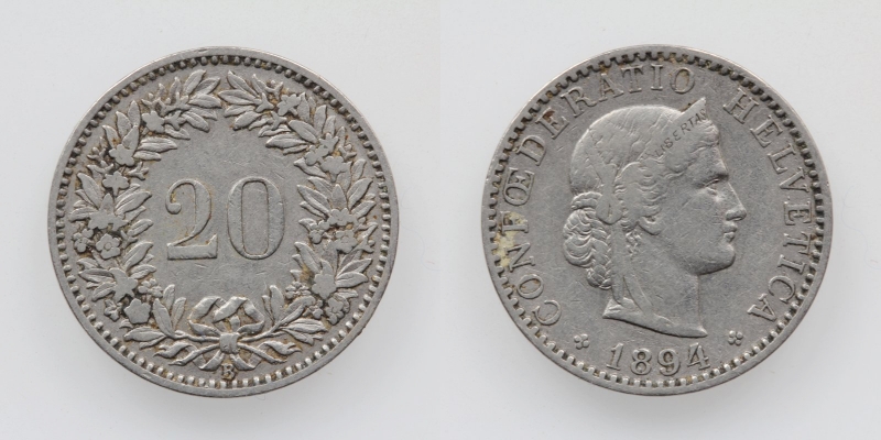 Schweiz 20 Rappen 1894 B